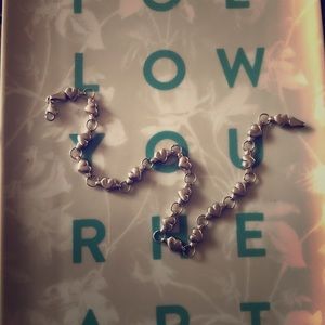 14k White gold Heart anklet